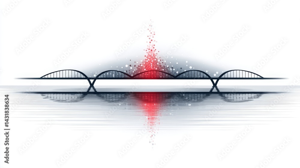 Poster dna bridge of innovation - abstract depicting a dna double helix forming a bridge, symbolizing scien