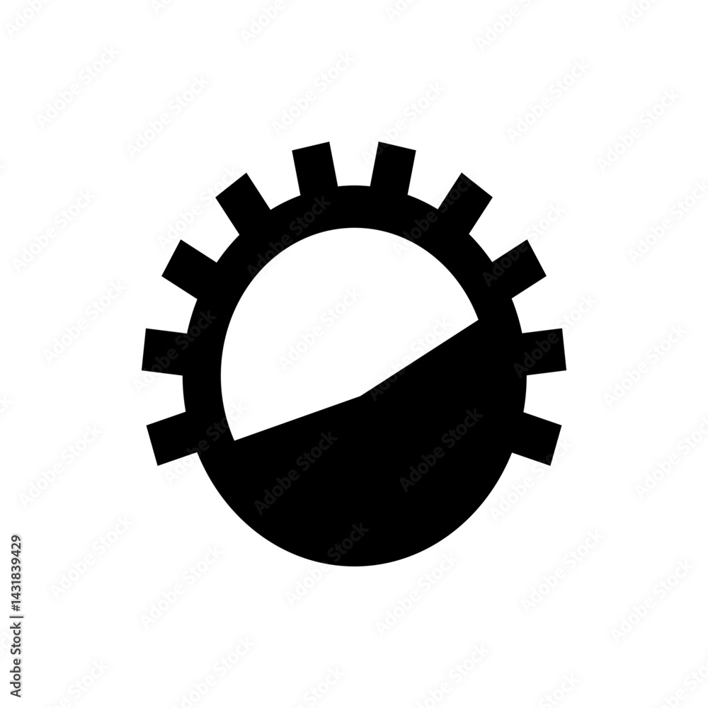 Poster gear like shape with a diagonal line dividing the inner circle into two distinct sections evenly now