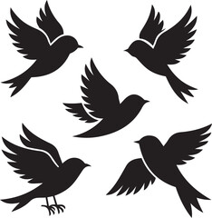 Obraz premium Collection of Silhouette illustration of birds in flight