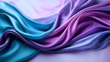 Obraz premium abstract fabric a mesmerizing display of flowing fabric in varying shades of purple and blue creates a visually stunning and ethereal scene