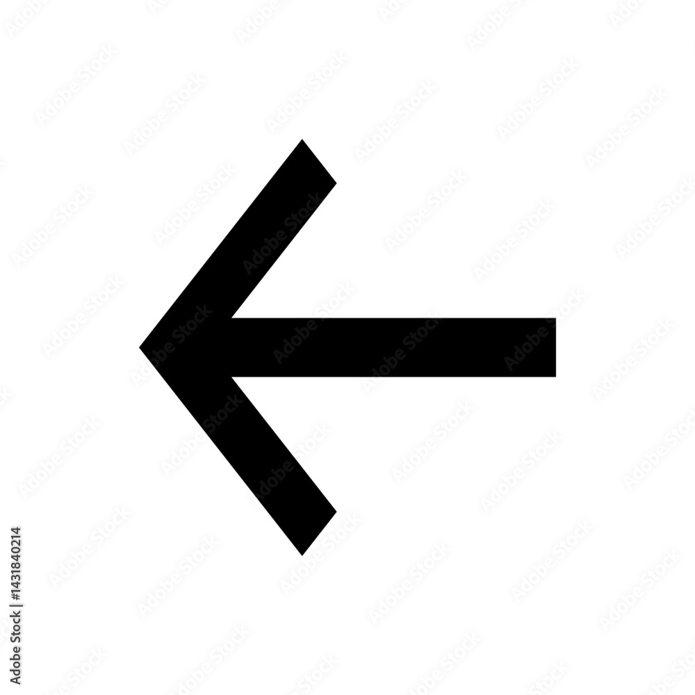 Poster a simple black arrow pointing towards the left direction on a white background illustration image he