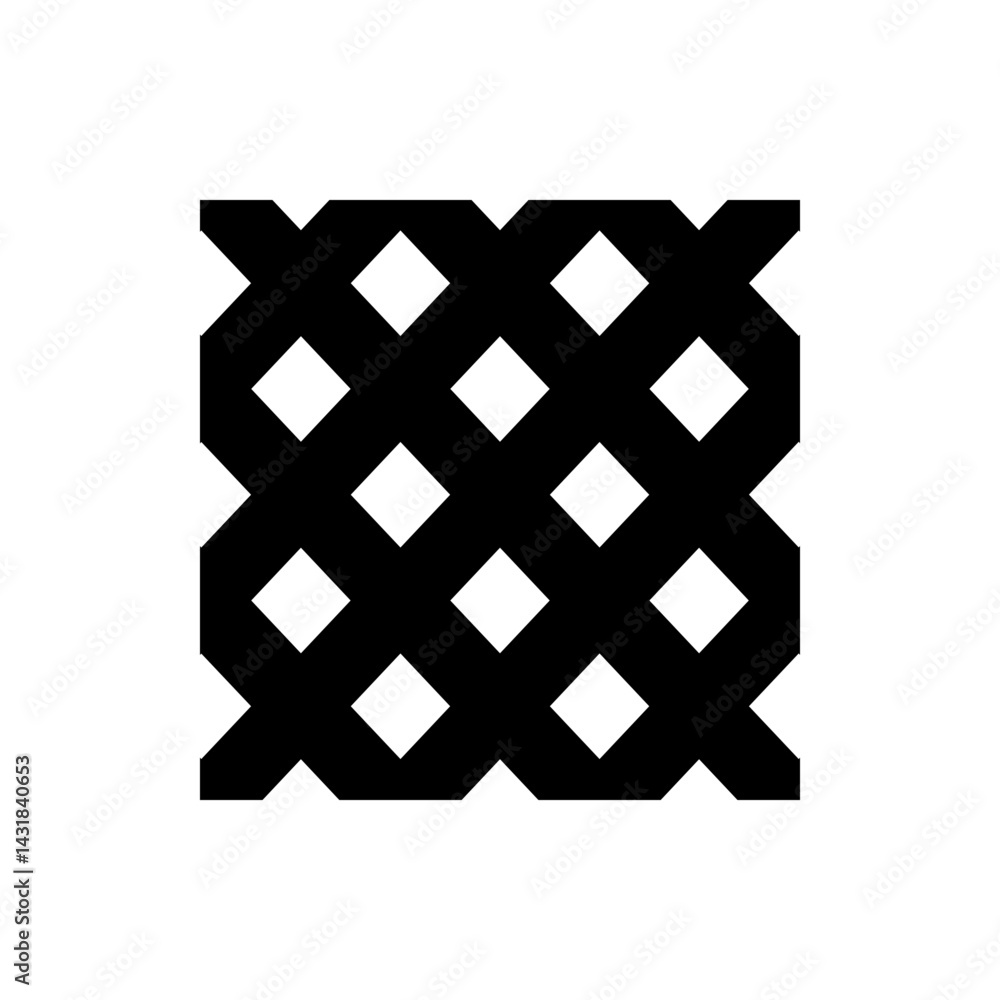 Poster a black lattice pattern with white diamond shaped openings creates a geometric design element in squ