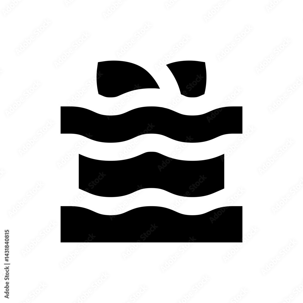 Aufkleber a black and white graphic of a layered cake with a topping and wavy lines in a simple style design