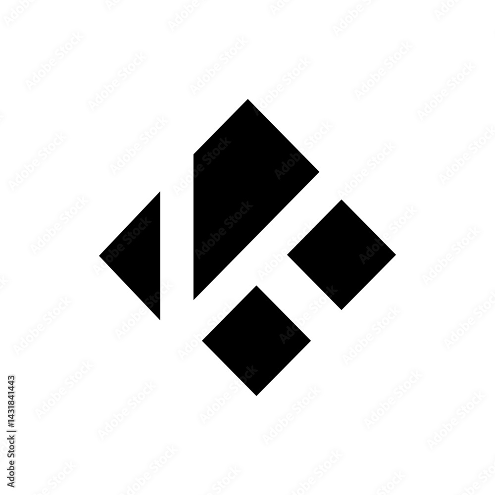Aufkleber abstract black and white logo design featuring geometric shapes and a central open space creating a 
