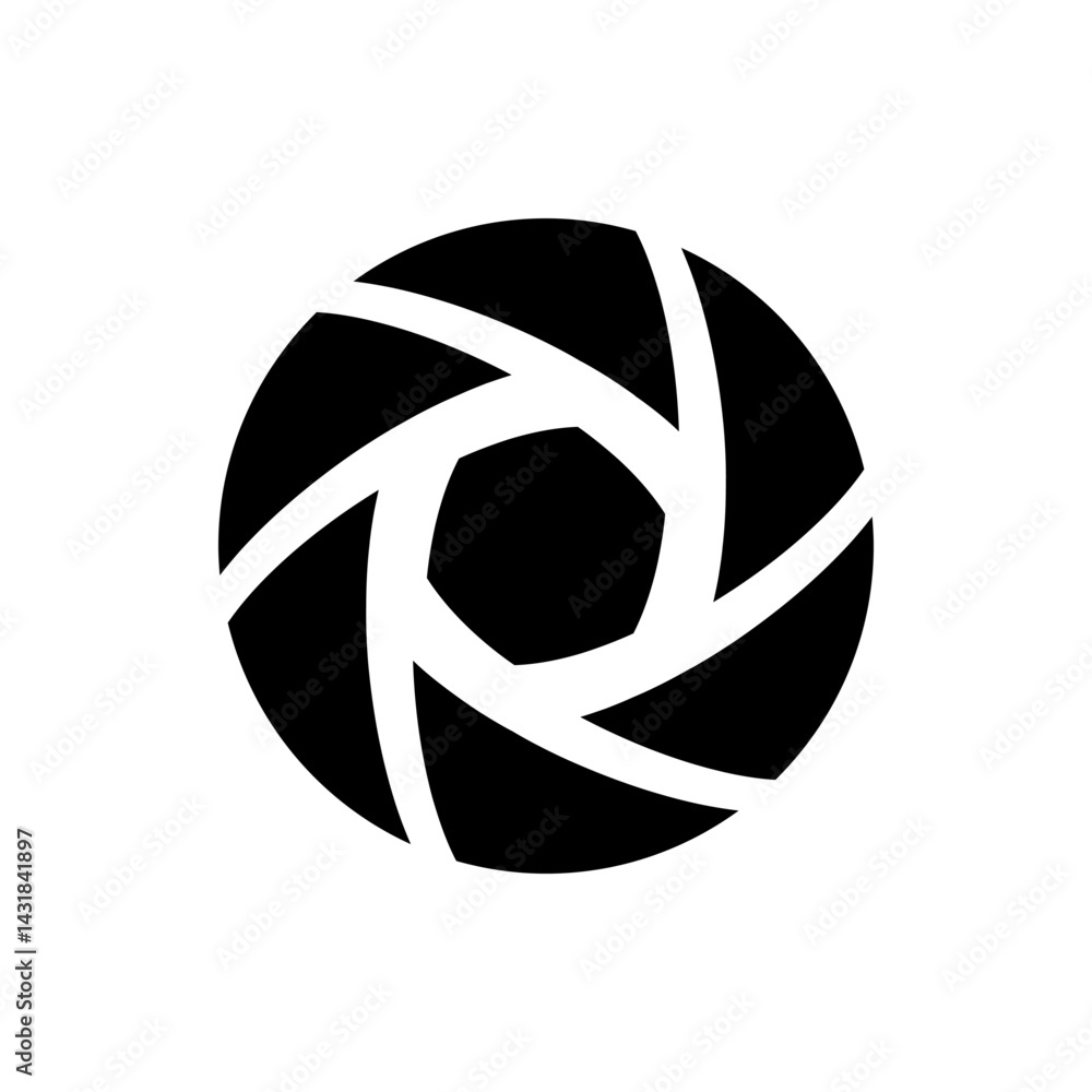 Poster aperture like abstract design featuring a circular shape with black and white contrast and geometric