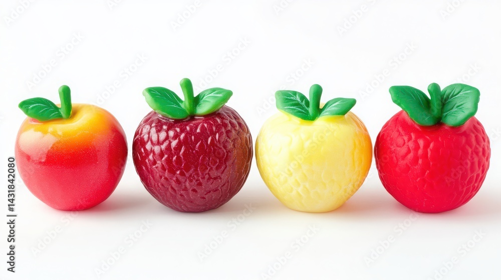Poster white background showcasing a refreshing raspberry and apple assortment.
