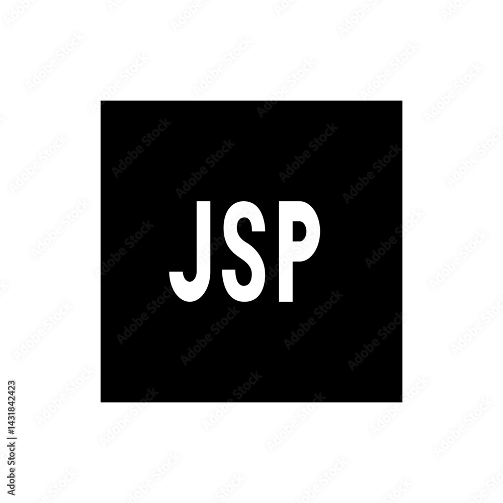 Poster white jsp letters on a black rectangle background creating a simple and modern graphic design elemen