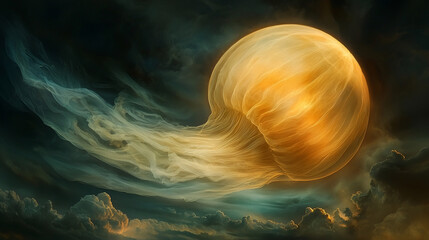 Abstract jellyfish in surreal sky