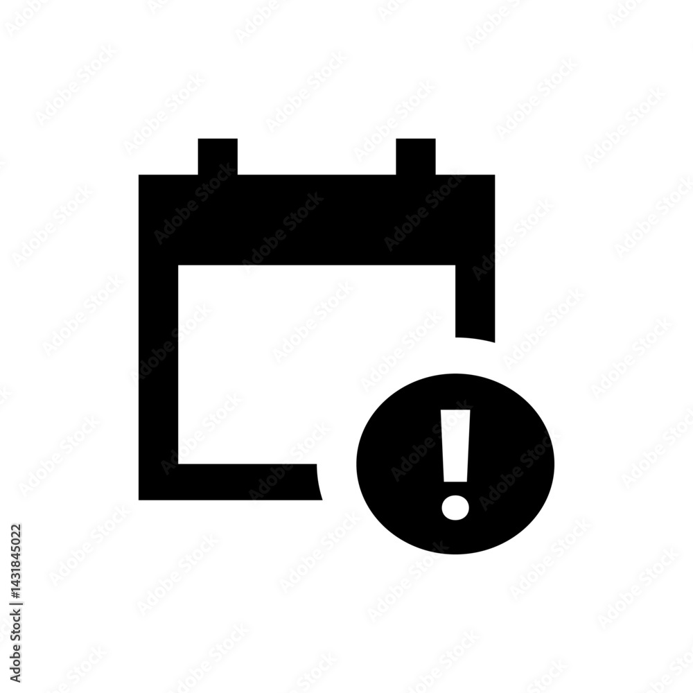 Poster calendar icon with an exclamation mark indicating a warning or important event reminder notification