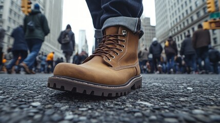 City street, walking boots