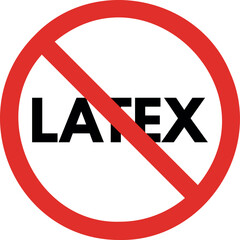 No latex sign isolated on white background . Red latex free sign . Vector illustration