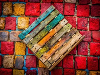 Rustic Wooden Palette & Red Stone Pavement - Artistic Portrait Photography