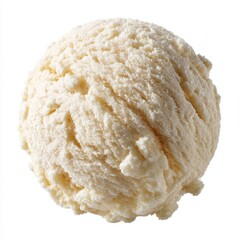 Vanilla ice cream scoop close up on white background