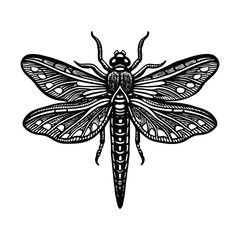 Vintage Engraved Dragonfly Illustration