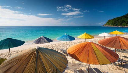 beach umbrellas on the the beautiful beach