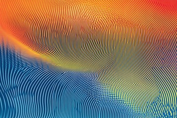 Dynamic abstract pattern with gradient colors and wavy lines.