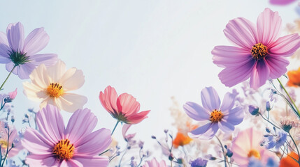 Elegant wedding invitation card background . Minimal hand painted watercolor Cosmos flowers texture template background. Design for wedding, vip cover, poster, rsvp moderncard.Valentine's Day