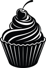 Cupcake Silhouette Black Vector