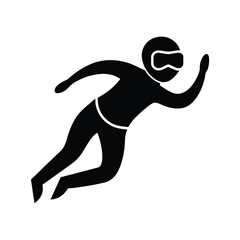 Snorkeler Silhouette Vector in Black Style