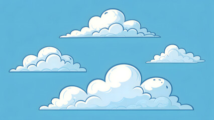 Style white clouds set simple cloud