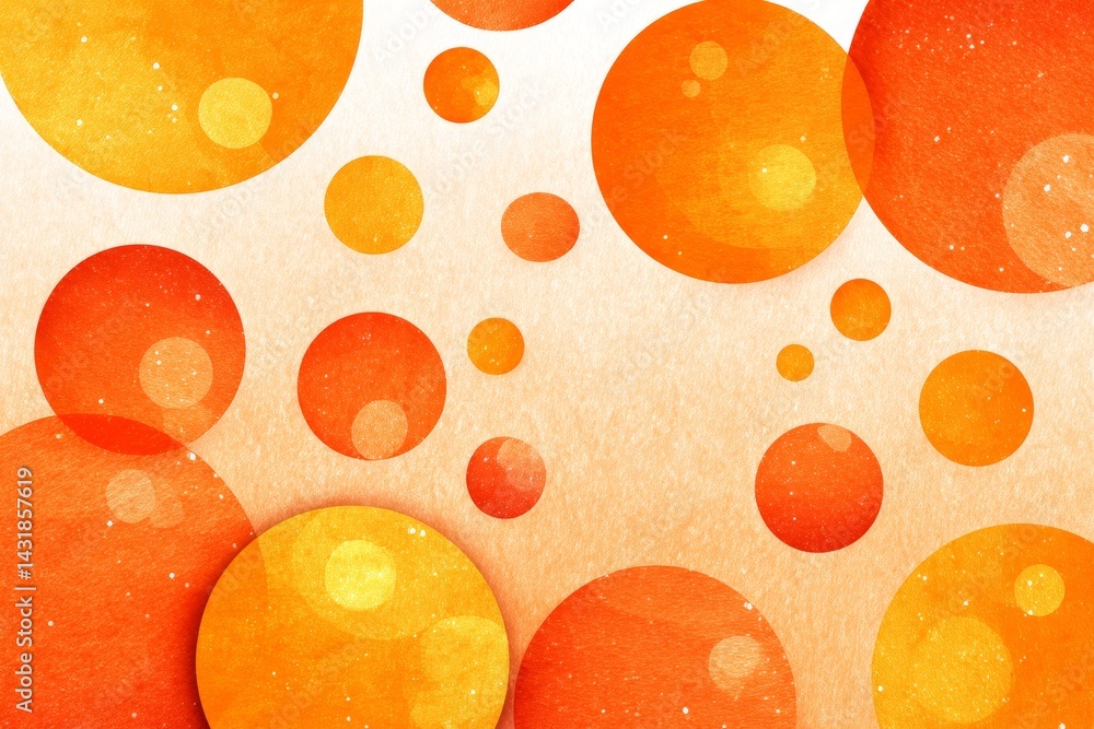 Poster orange and yellow bubbles abstract - an abstract featuring overlapping orange and yellow circles on 