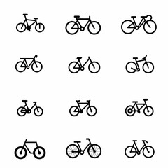 icon sheet, simple shapes, bicycle icons, white background