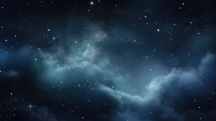 Naklejka premium amazing milky way galaxy background with stars and space dust, dark black sky background with white glowing milkyway, milky light in the center of the photo