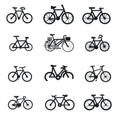 Fototapeta premium icon sheet, simple shapes, bicycle icons, white background