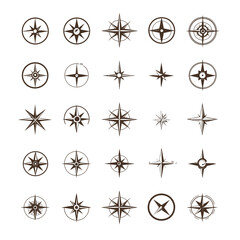 icon sheet, simple shapes, compass icons, white background