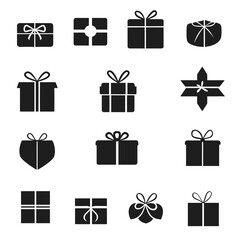 icon sheet, simple shapes, gift icons, white background