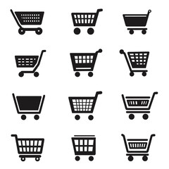 icon sheet, simple shapes, shopping cart icons, white background