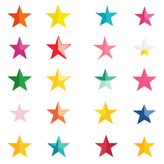 icon sheet, simple shapes, star icons, white background