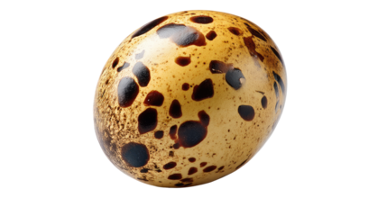 Ornate Egg: A detailed studio shot showcases a single, meticulously decorated egg, speckled with intricate patterns and rich colors, symbolizing new life and natural beauty.