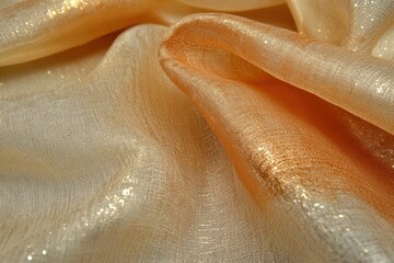 Soft, shimmering fabric with a golden, peachy hue.