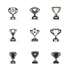 icon sheet, simple shapes, trophy icons, white background