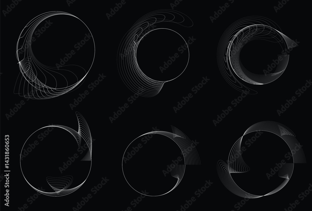 Poster lines in circle form . rotate rounded shape vector illustration .rotating circles form a ring.rotati