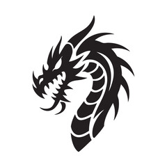 Tribal Dragon Tattoo Silhouette – Black Vector Art