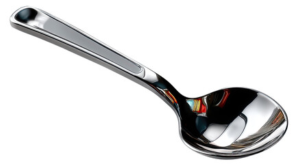 Elegant Silver Spoon: A close-up shot of a sleek and shiny silver spoon, isolated against a backdrop, offering a clean and professional aesthetic.