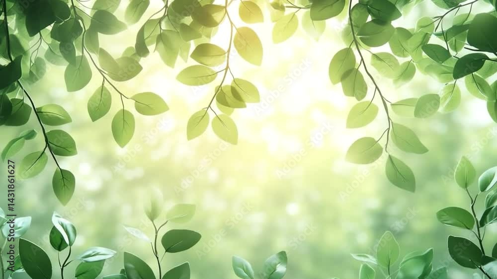 Poster sunlight filtering through leaves: a vibrant image of sunbeams shining through lush green foliage, c