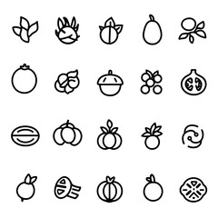 icon sheet, simple shapes, vegetable icons, white background