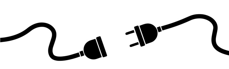 Two Electrical Plugs Facing Each Other Without Connection. Symbol of Disconnection, Energy Loss, Communication Breakdown, Digital Separation, Power Failure, Technology