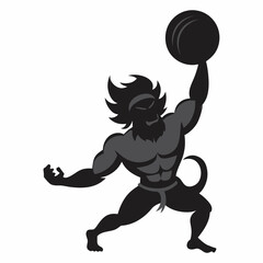 Fototapeta premium Angry Hanuman throwing stones, vector art illustration