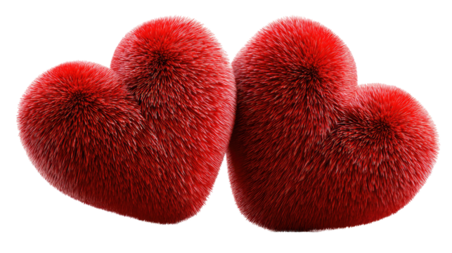 Dual Hearts of Affection: Two plush red hearts sit side-by-side, symbolizing the essence of love, affection, and the warmth of a loving relationship. A perfect expression for Valentine's Day.