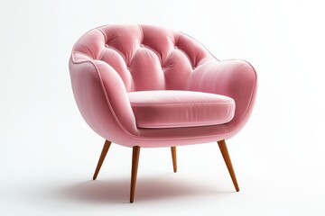 Plush Pink Armchair with Tufted Backrest
