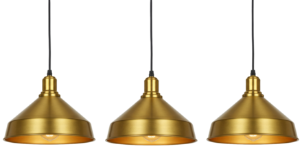 Golden Modern hanging Light isolated on transparent background, Lamp, PNG 