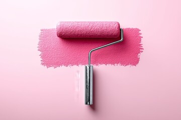 Pink Paint Roller And Fresh