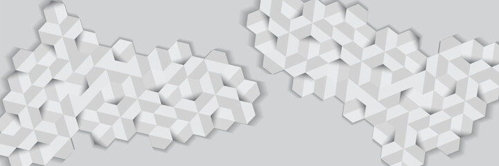White hexagons geometric background, minimal honeycomb pattern wallpaper, 3d vector illustration.