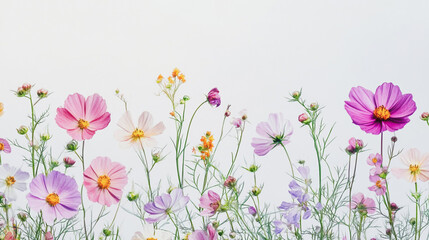 Elegant wedding invitation card background . Minimal hand painted watercolor Cosmos flowers texture template background. Design for wedding, vip cover, poster, rsvp moderncard.Valentine's Day