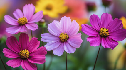 Obraz premium Elegant wedding invitation card background . Minimal hand painted watercolor Cosmos flowers texture template background. Design for wedding, vip cover, poster, rsvp moderncard.Valentine's Day