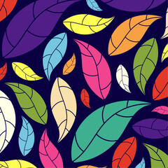 colorful leaf pattern on blue background